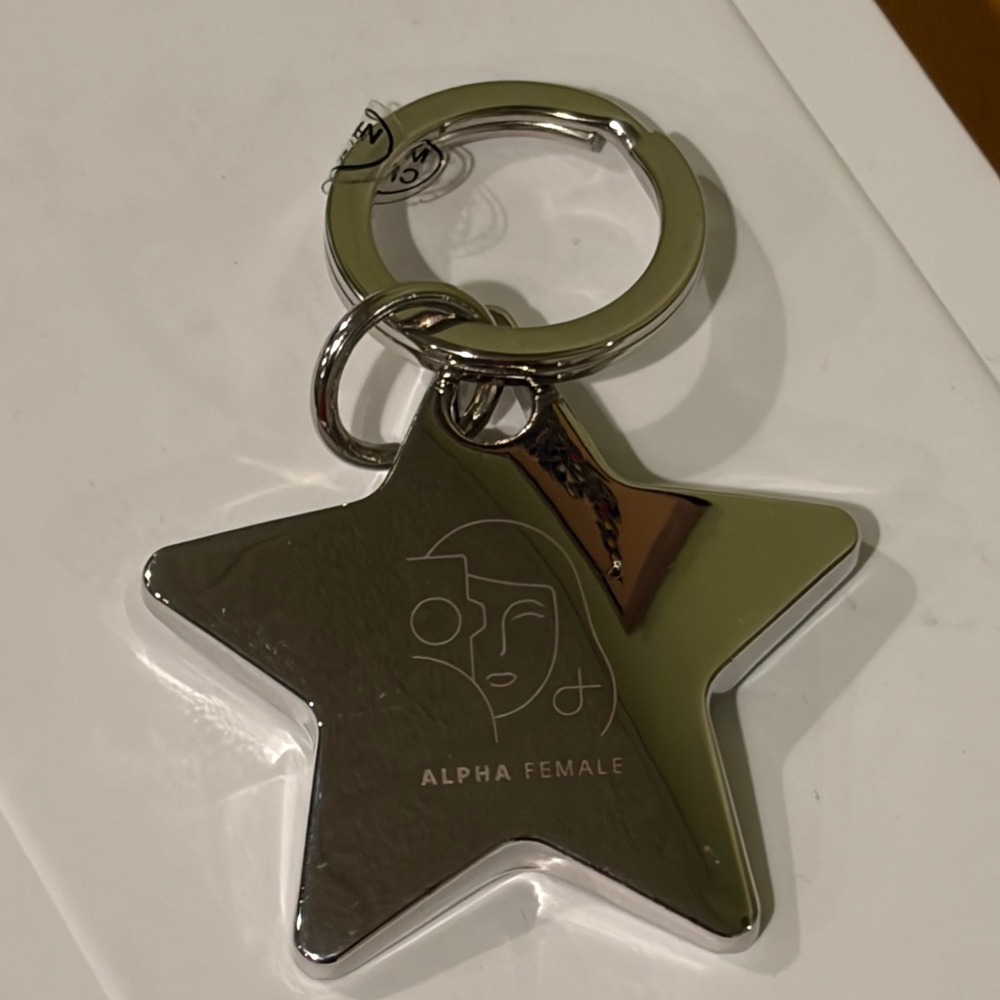 Sony Alpha Female Star Keychain Silver Tone Metal Collectible Logo Key Ring